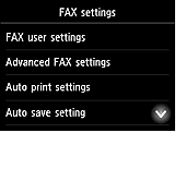 FAX settings screen: Select Easy setup